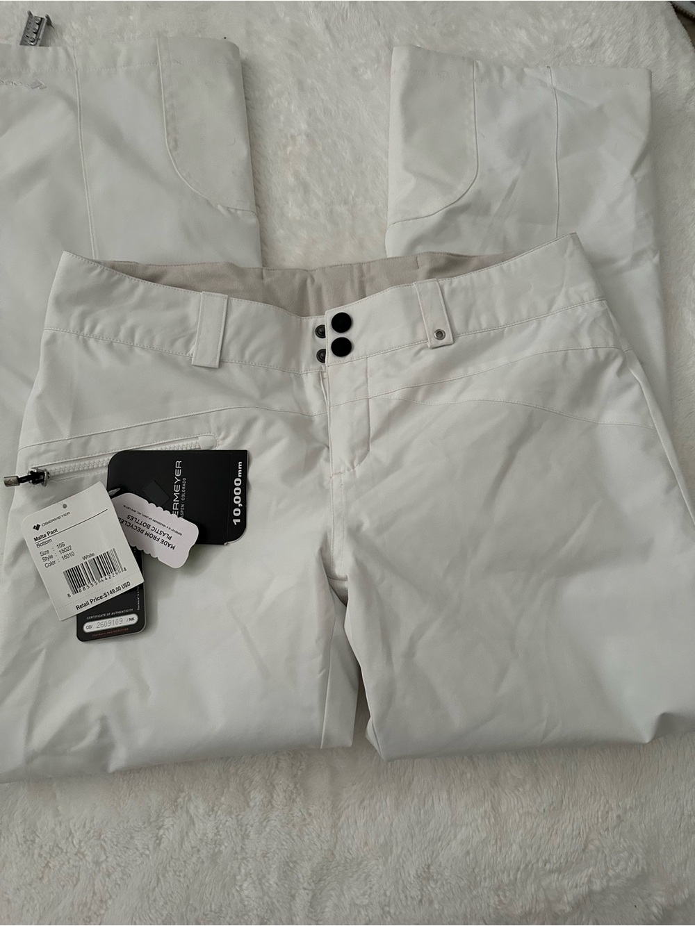 Obermeyer White Ski Pants with Black Button Detail Malta pants size 10S
